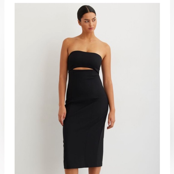 Dynamite Strapless Cut-out Midi Dress In Aqua Green/Blue - Picture 1 of 5